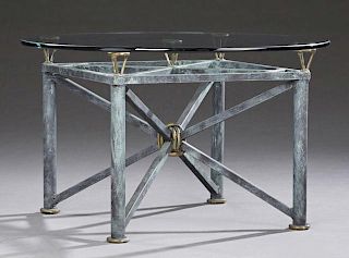 Modern Steel and Glass Lamp Table, 20th c., possibly Mario Villa,