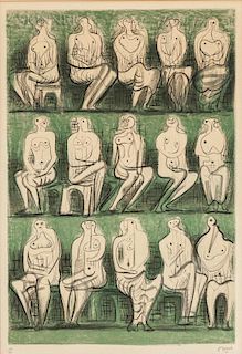 Henry Moore (British, 1898-1986)  Seated Figures