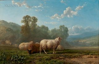 Alfred Eduard Agenor de Bylandt (Belgian, 1829-1890)  Sheep in a Summer Landscape