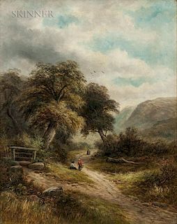 George Henry Clements (American, 1854-1935)  Lane at Aber, N. Wales