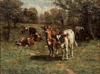 Charles Franklin Pierce (American, 1844-1920)  Cows at Pasture