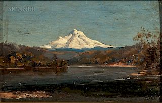 Thomas Hill (American, 1829-1908)  Mount Hood from the Junction of the Columbia and Willamette Rivers