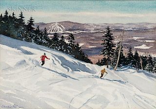 Churchill Ettinger (American, 1903-1984)  Two Stratton Mountain Views:  Try the Rimeline