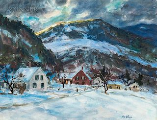 John Whorf (American, 1903-1959)  Valley Village in Snow