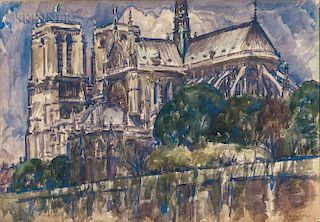 Herbert William Meyer (American, 1882-1960)  Three Paris Views: Le Pont Neuf, Le Pont Royal