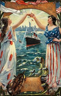 Fernand Le Quesne (French, 1856-1918)  Lady Liberty Leading the Way: An Allegory, France and the United States