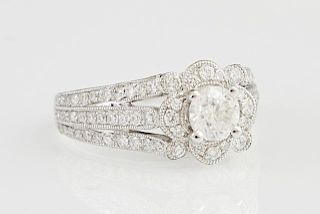 Lady's Platinum Dinner Ring, with a round