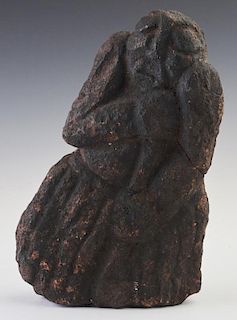 African Carved Stone Figure of a Man, 20th c., H.- 9 1/4 in., W.- 6 in., D.- 2 3/4 in.