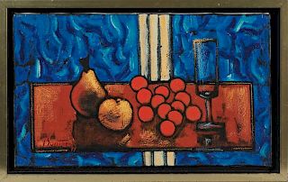 Gerard Bontemps (1944- , French), "Fruits," 20th c., oil on canvas, signed lower left, titled and signed verso, presented in 