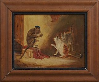 Continental School, "King Solomon," 19th c., oil on panel, presented in a walnut frame with a black liner, H.- 8 3/4 in., W.-