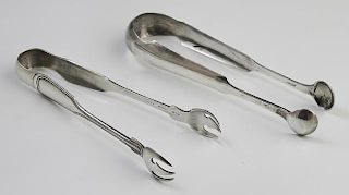 Two Coin Silver New Orleans Sugar Tongs, 19th c., one by Anthony Rasch, the second by Gorham, retailed by A.B. Griswald, Wt.-