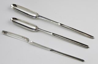Group of Three English Marrow Spoons, 19th c., consisting of a sterling London, 1811 example by Richard Rugg; a sterling exam