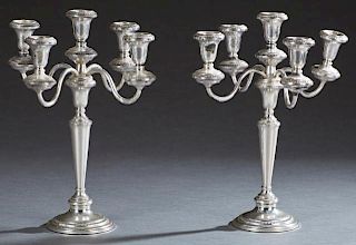 Pair of Weighted Sterling Five Light Candelabra, 20th c.