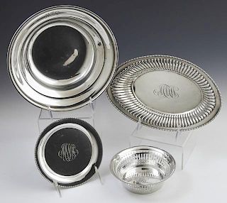 Group of Four Sterling Pieces, 20th c., consisting of a Gorham Sterling bowl, #42625; an oval Sterling bowl by Meriden,