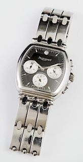 Man's Pequignet Stainless Steel Automatic Chronograph, Serial# 4088343, 261 with a steel link band, running. Provenance: The 