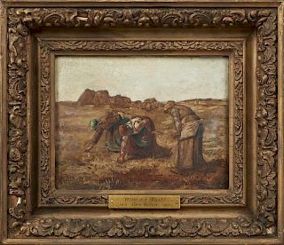 Charles Besson (1816-1861), "Homage a Millet," 19th c., oil on canvas, signed lower right, titled lower left, presented in a 
