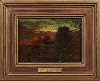 George William Whitaker (1841-1916, Rhode Island), "Sunset Near Barrington Beach Rhode Island," 19th c., oil on panel, signed