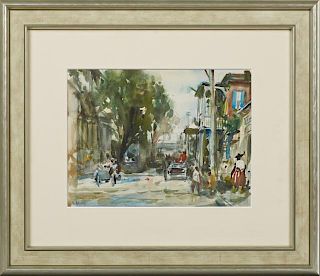 Wayman Elbridge Adams (1883-1959, New Orleans), "Summer, New Orleans," watercolor on