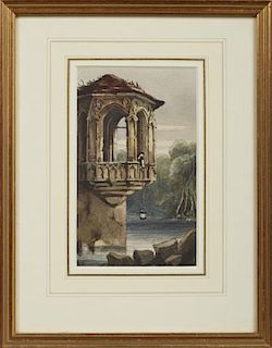 Ernest George (1839-1922), "At Treves," watercolor, initialed lower left, presented in a gilt frame, H.- 7 1/2 in., W.- 4 3/8