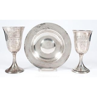 Tiffany Sterling Trophy Dish and Trophy Goblets