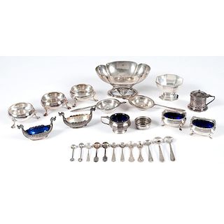 Sterling Salts, Dishes and Tea Strainers