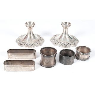 Sterling Napkin Rings and Candleholders