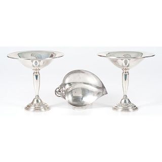 Tiffany Sterling Leaf Dish and Towle Compotes