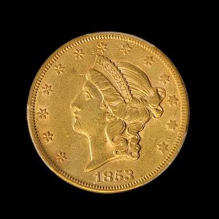 A United States 1853/'2' Liberty Head $20 Gold Coin