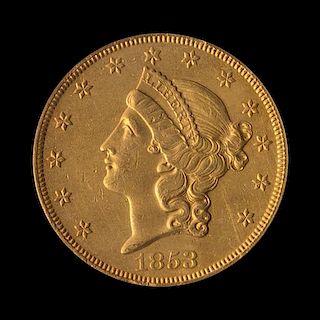A United States 1853 Liberty Head $20 Gold Coin