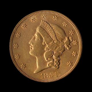 A United States 1854 Liberty Head $20 Gold Coin