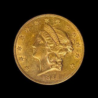 A United States 1855 Liberty Head $20 Gold Coin