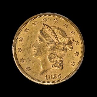 A United States 1855-S Liberty Head $20 Gold Coin