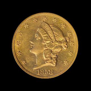 A United States 1858 Liberty Head $20 Gold Coin