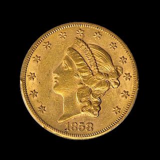 A United States 1858-S Liberty Head $20 Gold Coin
