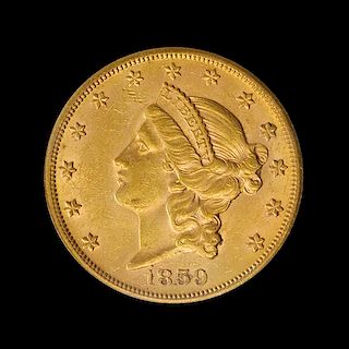 A United States 1859-S Liberty Head $20 Gold Coin