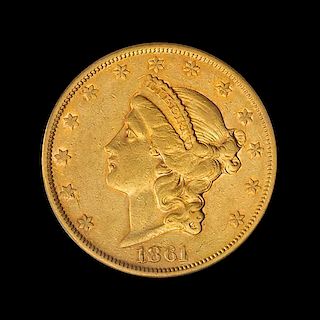 A United States 1861-S Liberty Head $20 Gold Coin