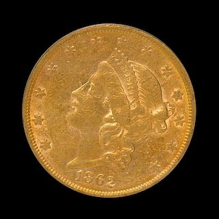 A United States 1862-S Liberty Head $20 Gold Coin