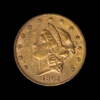 A United States 1864-S Liberty Head $20 Gold Coin