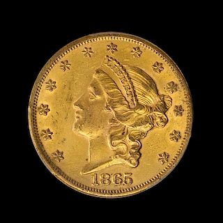 A United States 1865 Liberty Head $20 Gold Coin