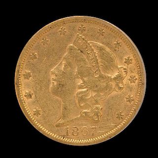 A United States 1867-S Liberty Head $20 Gold Coin