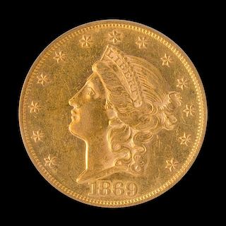 A United States 1869 Liberty Head $20 Gold Coin