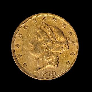 A United States 1870 Liberty Head $20 Gold Coin