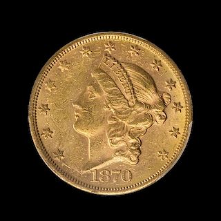 A United States 1870-S Liberty Head $20 Gold Coin