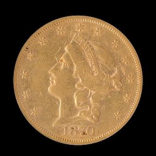 A United States 1870-S Liberty Head $20 Gold Coin