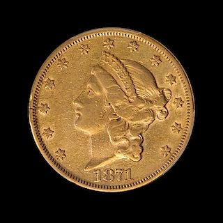 A United States 1871 Liberty Head $20 Gold Coin