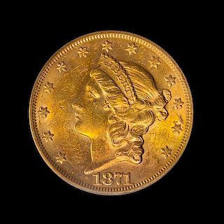 A United States 1871-S Liberty Head $20 Gold Coin