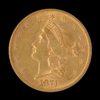 A United States 1871-S Liberty Head $20 Gold Coin