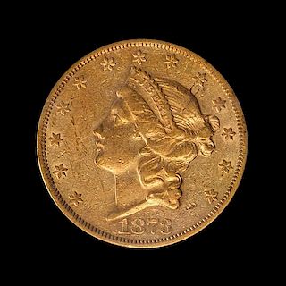 A United States 1873-CC Liberty Head $20 Gold Coin