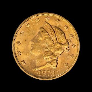 A United States 1873-S Liberty Head: Closed 3 $20 Gold Coin