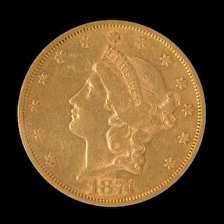 A United States 1874-S Liberty Head $20 Gold Coin